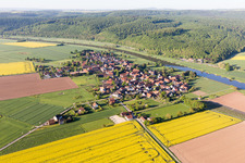 Village on the river bank areas of the Weser river in Emmerthal in the state Lower Saxony, Germany
