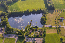 Aerial view of Vestiges Romaines / Roman excavations in the district Reinheim in Gersheim in the state Saarland, Germany