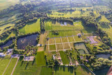 Oblique view of Vestiges Romaines / Roman excavations in the district Reinheim in Gersheim in the state Saarland, Germany
