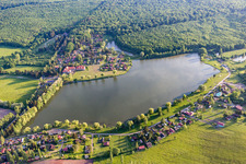 Pond with camping in Hambach in the state Moselle, France