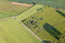 Aerial view of Military trucks in Vibersviller in the state Moselle, France
