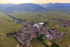 Aerial view of Village overview from the southeast in Böchingen in the state Rhineland-Palatinate, Germany
