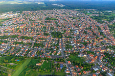 Aerial photograpy of City view from the north in Schifferstadt in the state Rhineland-Palatinate, Germany