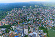Aerial view of City view from the east in Schifferstadt in the state Rhineland-Palatinate, Germany
