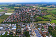 View of the town from the south in Neulußheim in the state Baden-Wuerttemberg, Germany