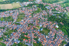 Overview of the town from the southwest in Hördt in the state Rhineland-Palatinate, Germany