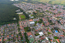 City view from the east in Rülzheim in the state Rhineland-Palatinate, Germany