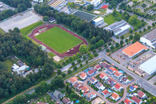 Aerial view of Sports field of SV Rülzheim 1920 eV in Rülzheim in the state Rhineland-Palatinate, Germany