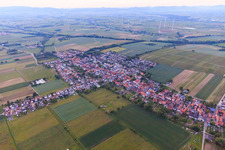 Aerial view of View of the town from the southwest in Freckenfeld in the state Rhineland-Palatinate, Germany