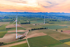 EnBW wind farm - wind turbine with 6 wind turbines in Freckenfeld in the state Rhineland-Palatinate, Germany