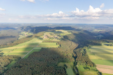 Aerial view of District Boxbrunn im Odenwald in Amorbach in the state Bavaria, Germany