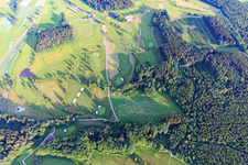 Aerial view of Golf course of the Golfclub Mudau and Leisure Facilities GmbH in the district Untermudau in Mudau in the state Baden-Wuerttemberg, Germany