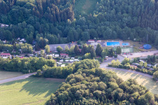 Aerial view of Odenwald Camping in the district Krumbach in Limbach in the state Baden-Wuerttemberg, Germany