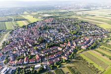 Village view on the edge of agricultural fields and land in Drais in the state Rhineland-Palatinate, Germany