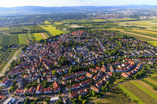 Village overview from the south in the district Drais in Mainz in the state Rhineland-Palatinate, Germany
