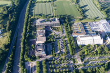 Aerial view of District Marienborn in Mainz in the state Rhineland-Palatinate, Germany