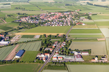 Agricultural land and field borders surround the settlement area of the village in Dorn-Duerkheim in the state Rhineland-Palatinate, Germany