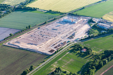 New building construction site in the industrial park Am Bockenheim Weg for the Bezirkswinzergenossenschaft Wonnegau eG in Monsheim in the state Rhineland-Palatinate, Germany