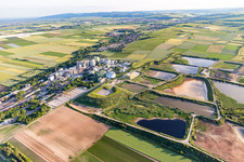 Aerial photograpy of Sewage works Basin for waste water treatment of sugar factory Suedzucker AG in Obrigheim (Pfalz) in the state Rhineland-Palatinate, Germany
