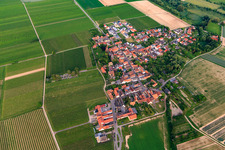 Aerial view of Village overview from the northeast in Kleinfischlingen in the state Rhineland-Palatinate, Germany