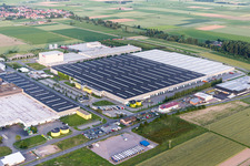 High-bay warehouse building complex and logistics center on the premises of Merceof Benz Spare Part storage in Offenbach an der Queich in the state Rhineland-Palatinate, Germany