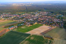 Aerial photograpy of City view from the north in Kandel in the state Rhineland-Palatinate, Germany