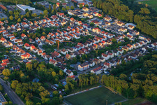 Aerial view of Gartenstadt settlement from the northwest in Kandel in the state Rhineland-Palatinate, Germany