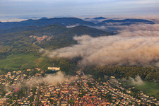 City view under low clouds from the east in Bad Bergzabern in the state Rhineland-Palatinate, Germany