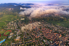 City view from the east and Edith Stein Clinic - Clinic for Orthopaedics in Bad Bergzabern in the state Rhineland-Palatinate, Germany