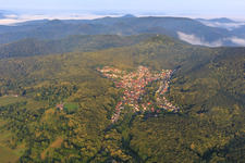 Oblique view of Hidden village in the Palatinate Forest from the east in Dörrenbach in the state Rhineland-Palatinate, Germany