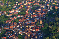 Main Street with St. Martin Simultaneous Church - Protestant Parish Dörrenbach-Oberotterbach in Dörrenbach in the state Rhineland-Palatinate, Germany