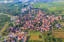 Wine-growing village from the north in the district Schweigen in Schweigen-Rechtenbach in the state Rhineland-Palatinate, Germany