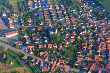 Wine-growing village from the east in the district Rechtenbach in Schweigen-Rechtenbach in the state Rhineland-Palatinate, Germany