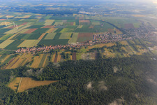 Aerial view of Saarstrasse from the south in Kandel in the state Rhineland-Palatinate, Germany