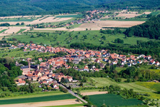 Frœschwiller in the state Bas-Rhin, France from above