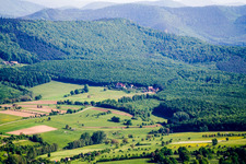 Aerial view of Niederbronn, Villa Riessack in Niederbronn-les-Bains in the state Bas-Rhin, France