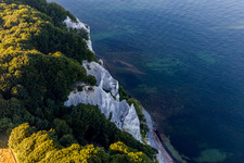 Chalk Coastline at the rocky cliffs of Moens Klint on the Baltic sea island Moen in Borre in Region Sjaelland, Denmark