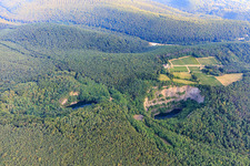 Aerial view of Basalt quarry in Forst an der Weinstraße in the state Rhineland-Palatinate, Germany