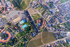 Aerial photograpy of Gradierbau Saline at Wurstmarktplatz in the district Pfeffingen in Bad Dürkheim in the state Rhineland-Palatinate, Germany