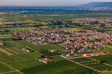Aerial view of From the northeast in Niederkirchen bei Deidesheim in the state Rhineland-Palatinate, Germany