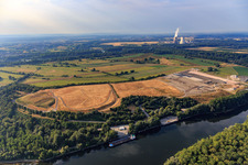 Aerial view of BASF landfill on the island of Flotzgrün in the district Berghausen in Römerberg in the state Rhineland-Palatinate, Germany