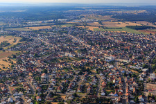 View of the town from the west in the district Oberhausen in Oberhausen-Rheinhausen in the state Baden-Wuerttemberg, Germany