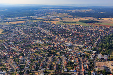 Aerial view of View of the town from the west in the district Oberhausen in Oberhausen-Rheinhausen in the state Baden-Wuerttemberg, Germany