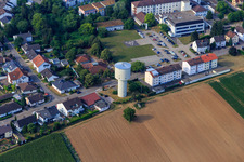At the water tower in Kandel in the state Rhineland-Palatinate, Germany from the plane