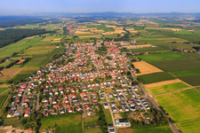 Village view from the east in Minfeld in the state Rhineland-Palatinate, Germany from above