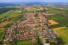 Village view from the east in Minfeld in the state Rhineland-Palatinate, Germany out of the air