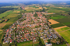 Village view from the east in Minfeld in the state Rhineland-Palatinate, Germany seen from above