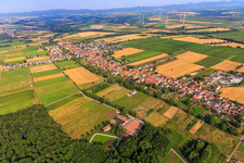 Aerial view of Village view from the southeast in Freckenfeld in the state Rhineland-Palatinate, Germany