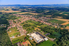 Aerial view of View of the town from the east in the district Schaidt in Wörth am Rhein in the state Rhineland-Palatinate, Germany