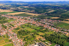 Aerial photograpy of View of the town from the east in the district Schaidt in Wörth am Rhein in the state Rhineland-Palatinate, Germany